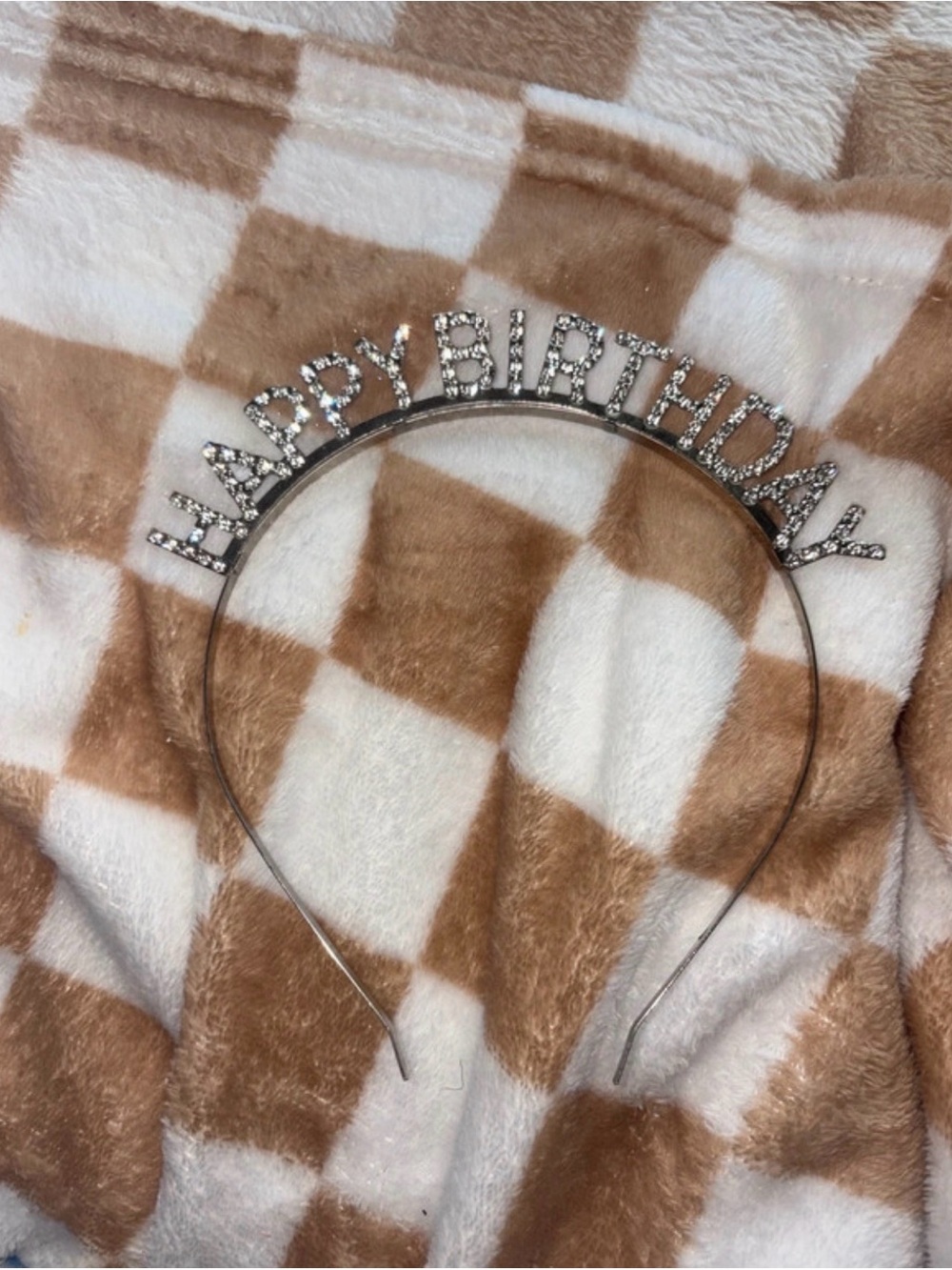 Happy Birthday Rhinestone Headband - Silver